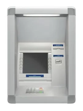Atm machine on wall isolated on white background Stock Illustration