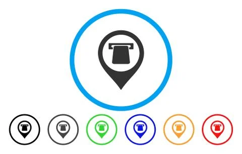 ATM Map Pointer Rounded Icon Stock Illustration