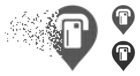 ATM Map Pointer Shredded Pixel Halftone Icon Illustrazione stock