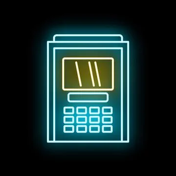 Atm neon glowing light for banking transactions Illustration