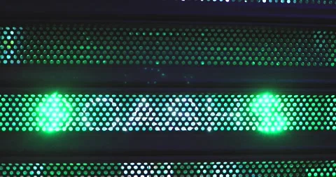 ATM Neon Light Blinking Through a Shut Store Gate at Night in Brooklyn Stock Footage 130727422