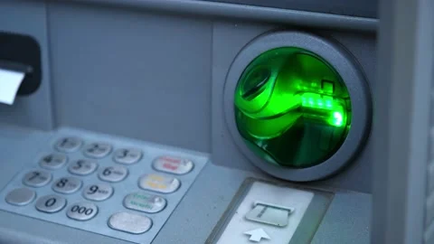 ATM Numeric Keyboard and Anti Skimming Anti Phising Card Reader Slit Cover Stock Footage 159912439
