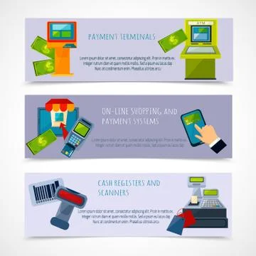 Atm Payment Banner Set Stock Illustration