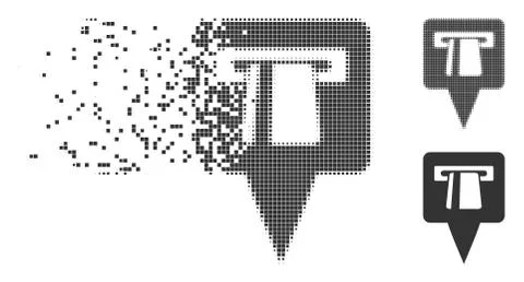 ATM Pointer Dispersed Pixel Halftone Icon Illustrazione stock