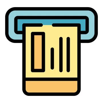 Atm printing receipt with bar code and statistics Stock Illustration