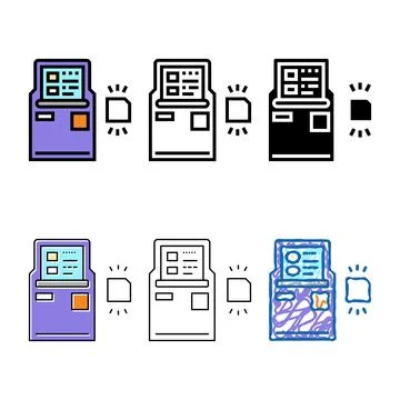 Atm with rfid multistyle technology color icon vector Stock Illustration