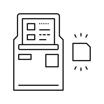 Atm with rfid technology line icon vector illustration Stock Illustration