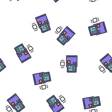 Atm with rfid technology vector seamless pattern Stock Illustration