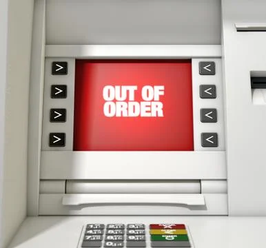 ATM Screen Out Of Order Stock Illustration