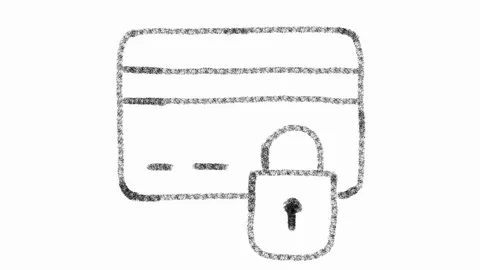 ATM security icon designed with drawing style on chalkboard, animated footage Video stock 118501661