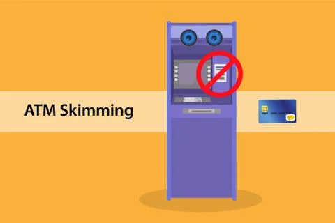 Atm skimming stealling data from automated vending machine money Stock-Illustration