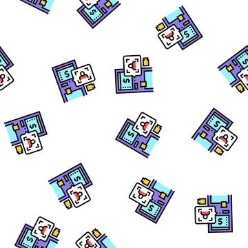 Atm technology with face id vector seamless pattern Stock Illustration
