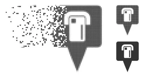 ATM Terminal Map Pointer Shredded Pixel Halftone Icon Stock Illustration