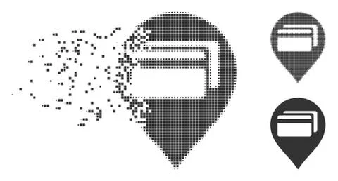 ATM Terminal Pointer Broken Pixel Halftone Icon 스톡 일러스트