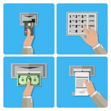 ATM terminal usage concept Stock Illustration