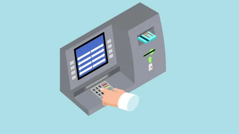 ATM Usage Animation Stock Footage 283884409