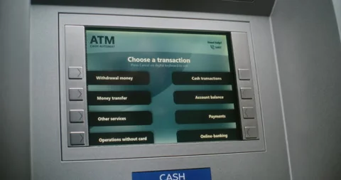 ATM User Entering PIN Code on ATM Keypad. Cancelled Transaction Due to Stock Footage 310125828