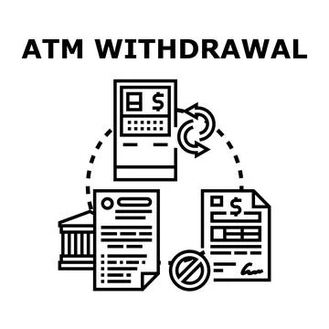 Atm withdrawal money transaction processing concept illustration Stock Illustration