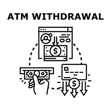 Atm withdrawal process accessing funds with a payment card Stock Illustration