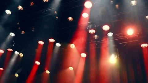 Atmosferic stage light from spotlights lightning and flashing Video stock 244654613
