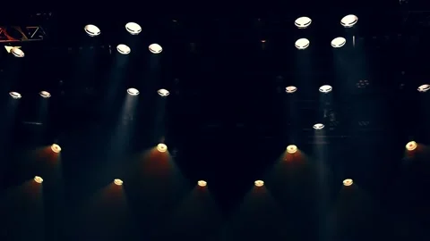 Atmosferic stage light from spotlights lightning and flashing Video stock 261158571