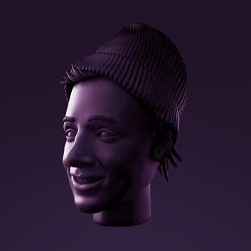 Atmoshperic light CGI sculpture of human head Stock Illustration