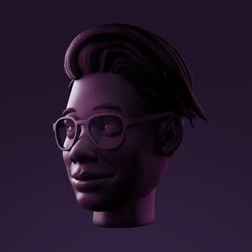 Atmoshperic light CGI sculpture of human head Stock Illustration