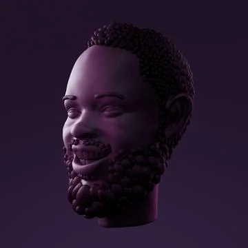 Atmoshperic light CGI sculpture of human head Stock Illustration