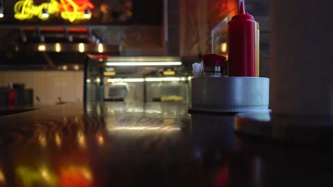 The atmosphere of a dim diner Stock Footage 136586231