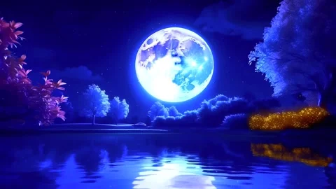 The atmosphere of the full moon in the mountains during spring Stock Footage 283925536