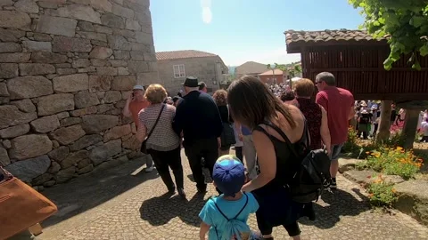 ATMOSPHERE OF GALICIAN PILGRIMAGE Stock Footage 99830851