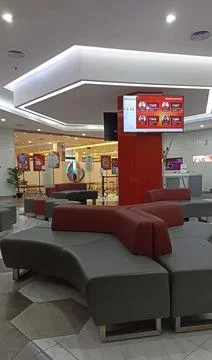 The atmosphere of the Grapari waiting room with sofas for visitors in a customer Stock Photos