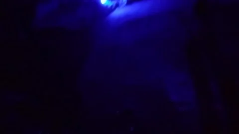 The atmosphere inside the cave is translucent with the dim, colorful lights at P Stock Footage 282662905