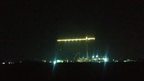 The atmosphere at night is the construction project of the Tourism Polytechnic Video stock 248441129