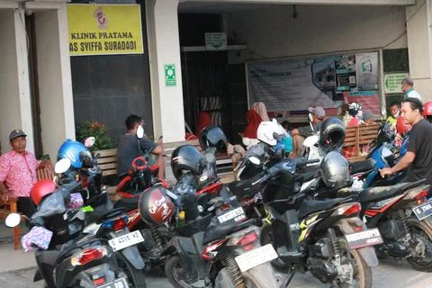 The atmosphere of the queue of patients at the clinic in the Stock Photos