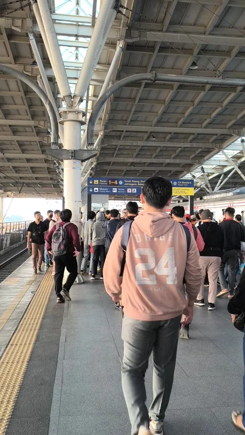 Atmosphere of the train station during working hours in morning Stock Footage 319069692