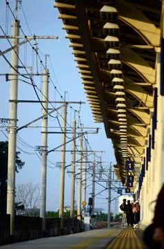 The atmosphere at the train station Foto stock