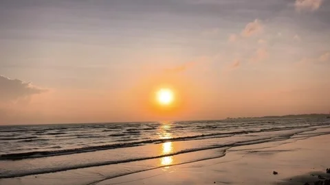 The atmosphere of Tuban beach, East Java, Indonesia in the morning Stock Footage 323579366