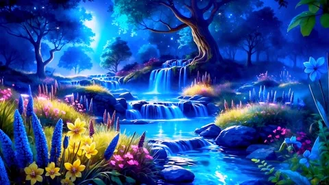 The atmosphere of a waterfall in the mountains during spring Stock Footage 309105983
