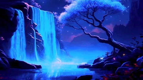 The atmosphere of a waterfall in the mountains Stock Footage 272699493