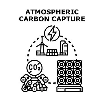 Atmospheric carbon capture reducing carbon dioxide emissions Stock Illustration
