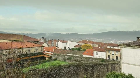 Atmospheric change with drifting clouds, light rain and morning mist Video stock 321834017