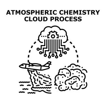 Atmospheric chemistry cloud process analysis technology Stock Illustration