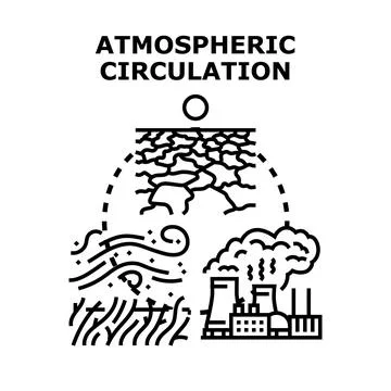 Atmospheric circulation affecting global climate change and ecosystems Illustrazione stock