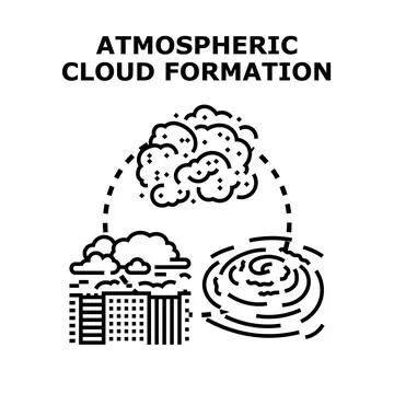 Atmospheric cloud formation process displaying weather events vector Illustrazione stock