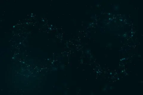 An atmospheric field of connected luminous points stretches across a dark b.. Stock Illustration