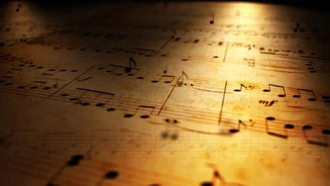 Atmospheric music background with notes on old brown paper 3d illustration Stockillustratie