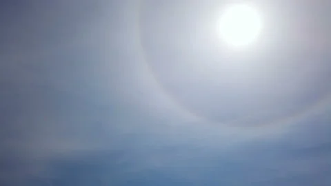 Atmospheric optical effect circle around the sun on hot summer day. Atmospheric Stock Footage 134861160