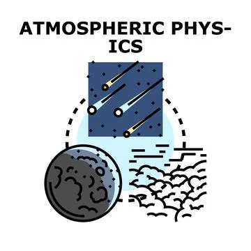 Atmospheric physics studying celestial bodies and weather phenomena Stock Illustration