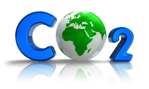 Atmospheric pollution concept: CO2 formula with earth globe Stock Illustration